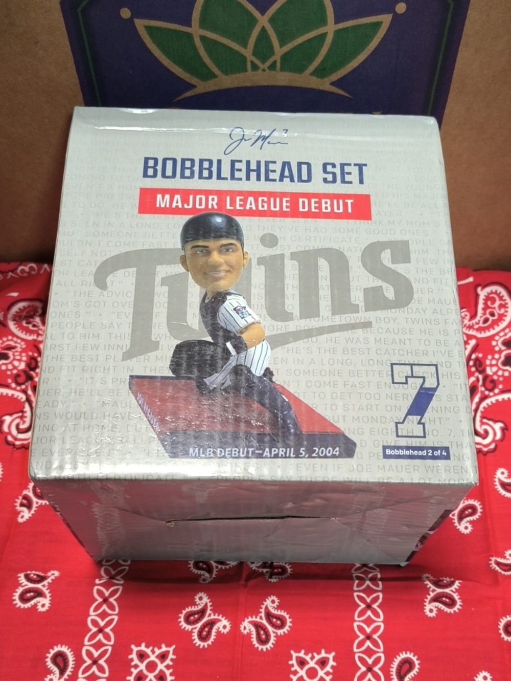 Joe Mauer Major League Debut Bobblehead - New in Box - Minnesota Twins Baseball